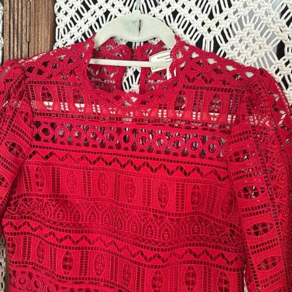 Red Crochet Lace Peplum Blouse - Moulinette Soeurs by Anthropologie - Picture 7 of 7